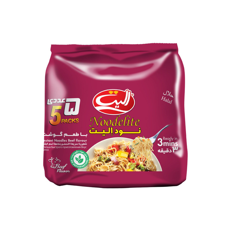 نودل با طعم گوشت الیت - 75 گرم بسته 5 عددی