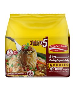 نودل با طعم گوشت آماده لذیذ - 75 گرم  بسته 5 عددی
